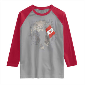 Bigfoot Canada Flag Raglan Shirt Retro Sasquatch Forest Rock On TS10 Sport Gray Red Print Your Wear
