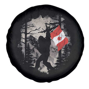 Bigfoot Canada Flag Spare Tire Cover Retro Sasquatch Forest Rock On TS10 Print Your Wear