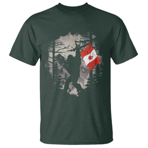 Bigfoot Canada Flag T Shirt Retro Sasquatch Forest Rock On TS10 Dark Forest Green Print Your Wear