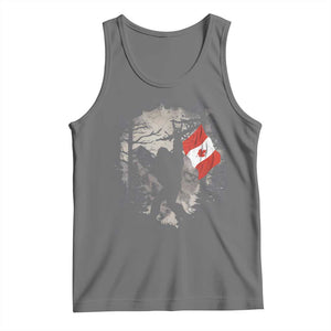 Bigfoot Canada Flag Tank Top Retro Sasquatch Forest Rock On TS10 Black Heather Print Your Wear