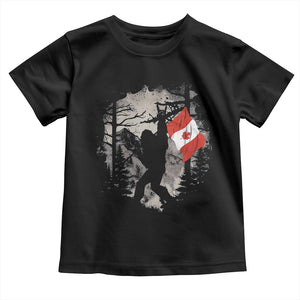 Bigfoot Canada Flag Toddler T Shirt Retro Sasquatch Forest Rock On TS10 Black Print Your Wear