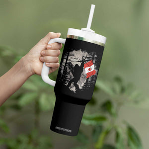 Bigfoot Canada Flag Tumbler With Handle Retro Sasquatch Forest Rock On TS10 Print Your Wear