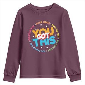 Test Day Teacher Youth Sweatshirt Rock The Test Dont Stress Just Do Your Best TS10 Maroon Print Your Wear