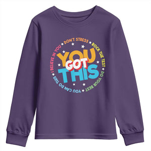 Test Day Teacher Youth Sweatshirt Rock The Test Dont Stress Just Do Your Best TS10 Purple Print Your Wear