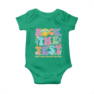 Teacher Test Day Baby Onesie Rock The Test Dont Stress Just Do Your Best Cute Groovy TS10 Irish Green Print Your Wear