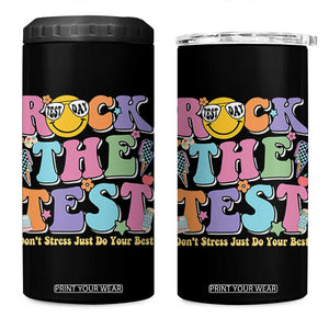 Teacher Test Day 4 in 1 Can Cooler Tumbler Rock The Test Dont Stress Just Do Your Best Cute Groovy TS10 One Size: 16 oz Black Print Your Wear