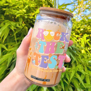 Teacher Test Day Glass Can Rock The Test Dont Stress Just Do Your Best Cute Groovy TS10 Black Print Your Wear