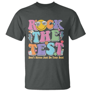 Teacher Test Day T Shirt Rock The Test Dont Stress Just Do Your Best Cute Groovy TS10 Dark Heather Print Your Wear