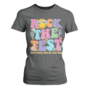 Teacher Test Day T Shirt For Women Rock The Test Dont Stress Just Do Your Best Cute Groovy TS10 Dark Heather Print Your Wear