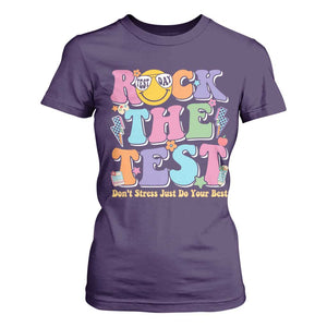 Teacher Test Day T Shirt For Women Rock The Test Dont Stress Just Do Your Best Cute Groovy TS10 Purple Print Your Wear