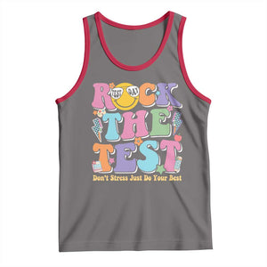 Teacher Test Day Tank Top Rock The Test Dont Stress Just Do Your Best Cute Groovy TS10 Deep Heather Red Print Your Wear