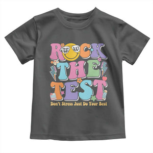 Teacher Test Day Toddler T Shirt Rock The Test Dont Stress Just Do Your Best Cute Groovy TS10 Dark Heather Print Your Wear