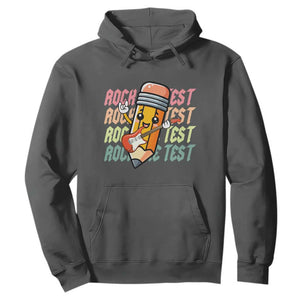 Teacher Rock The Test Day Hoodie Testing Motivational TS10 Dark Heather Print Your Wear