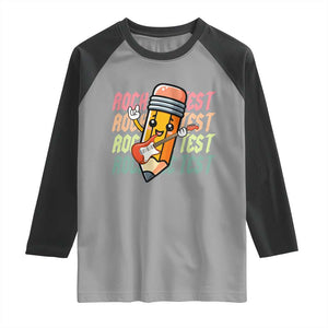 Teacher Rock The Test Day Raglan Shirt Testing Motivational TS10 Sport Gray Black Print Your Wear