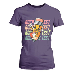 Teacher Rock The Test Day T Shirt For Women Testing Motivational TS10 Purple Print Your Wear