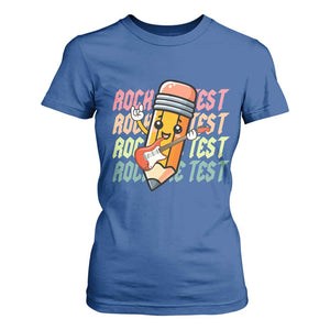 Teacher Rock The Test Day T Shirt For Women Testing Motivational TS10 Royal Blue Print Your Wear