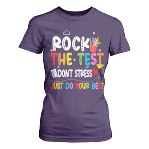 Rock The Test Day T Shirt For Women Teacher Exam Testing Outfit Just Do Your Best TS10 Purple Print Your Wear