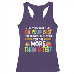 Testing Day Racerback Tank Top Try Your Hardest Teachers TS10 Purple Print Your Wear