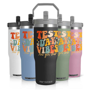 Test Day Vibes Flip Straw Tumbler Teacher Groovy Testing Day Exam TS10 Print Your Wear