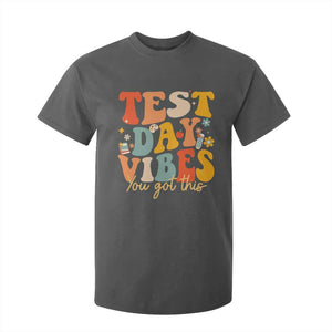 Test Day Vibes T Shirt For Kid Teacher Groovy Testing Day Exam TS10 Dark Heather Print Your Wear