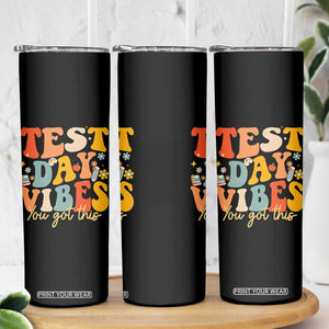 Test Day Vibes Skinny Tumbler Teacher Groovy Testing Day Exam TS10 Print Your Wear