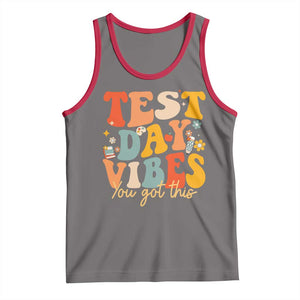 Test Day Vibes Tank Top Teacher Groovy Testing Day Exam TS10 Deep Heather Red Print Your Wear