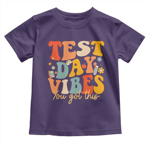Test Day Vibes Toddler T Shirt Teacher Groovy Testing Day Exam TS10 Purple Print Your Wear
