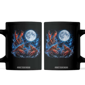 Three Crawfish Moon Coffee Mug Lobster Howling To The Moon Vintage Moon Animals TS10 Black Print Your Wear