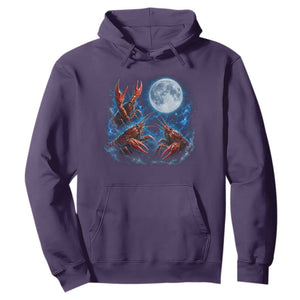 Three Crawfish Moon Hoodie Lobster Howling To The Moon Vintage Moon Animals TS10 Purple Print Your Wear