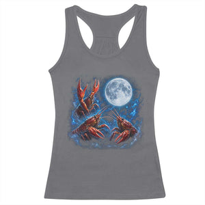 Three Crawfish Moon Racerback Tank Top Lobster Howling To The Moon Vintage Moon Animals TS10 Charcoal Print Your Wear