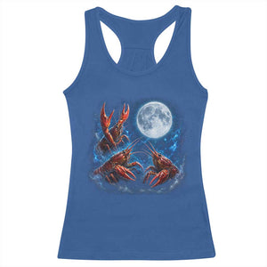 Three Crawfish Moon Racerback Tank Top Lobster Howling To The Moon Vintage Moon Animals TS10 Royal Blue Print Your Wear