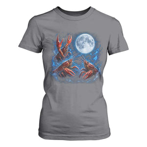 Three Crawfish Moon T Shirt For Women Lobster Howling To The Moon Vintage Moon Animals TS10 Charcoal Print Your Wear