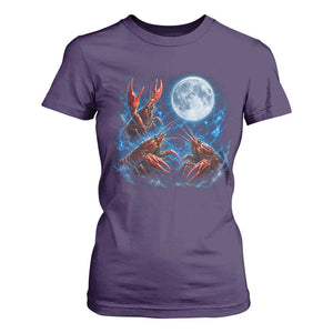 Three Crawfish Moon T Shirt For Women Lobster Howling To The Moon Vintage Moon Animals TS10 Purple Print Your Wear