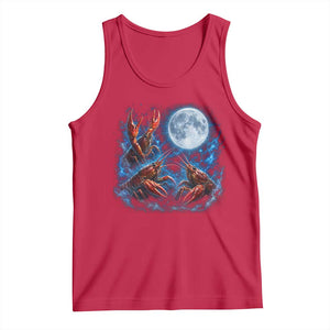 Three Crawfish Moon Tank Top Lobster Howling To The Moon Vintage Moon Animals TS10 Red Print Your Wear