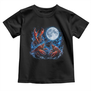 Three Crawfish Moon Toddler T Shirt Lobster Howling To The Moon Vintage Moon Animals TS10 Black Print Your Wear