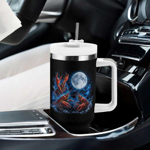 Three Crawfish Moon Tumbler With Handle Lobster Howling To The Moon Vintage Moon Animals TS10 Print Your Wear