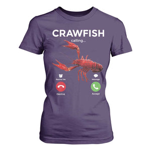 Crawfish Calling T Shirt For Women Funny Fishing Cajun Boil Lobster Meme TS10 Purple Print Your Wear