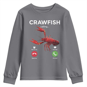 Crawfish Calling Youth Sweatshirt Funny Fishing Cajun Boil Lobster Meme TS10 Charcoal Print Your Wear