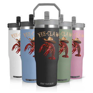 Funny Cowboy Crawfish Flip Straw Tumbler Yee Claw Funny Crawfish Cajun Seafood Festival TS10 Print Your Wear