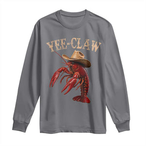 Funny Cowboy Crawfish Long Sleeve Shirt Yee Claw Funny Crawfish Cajun Seafood Festival TS10 Charcoal Print Your Wear