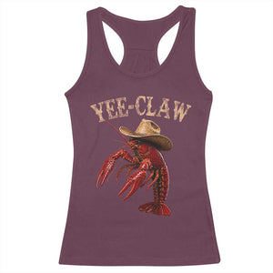 Funny Cowboy Crawfish Racerback Tank Top Yee Claw Funny Crawfish Cajun Seafood Festival TS10 Maroon Print Your Wear