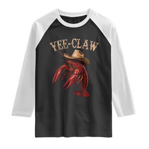 Funny Cowboy Crawfish Raglan Shirt Yee Claw Funny Crawfish Cajun Seafood Festival TS10 Black White Print Your Wear