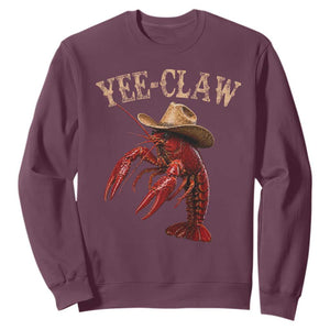 Funny Cowboy Crawfish Sweatshirt Yee Claw Funny Crawfish Cajun Seafood Festival TS10 Maroon Print Your Wear