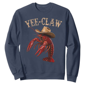 Funny Cowboy Crawfish Sweatshirt Yee Claw Funny Crawfish Cajun Seafood Festival TS10 Navy Print Your Wear
