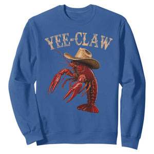 Funny Cowboy Crawfish Sweatshirt Yee Claw Funny Crawfish Cajun Seafood Festival TS10 Royal Blue Print Your Wear