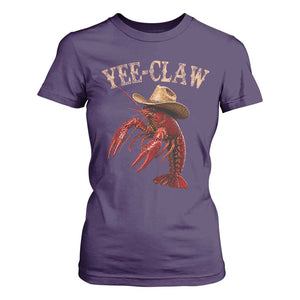 Funny Cowboy Crawfish T Shirt For Women Yee Claw Funny Crawfish Cajun Seafood Festival TS10 Purple Print Your Wear