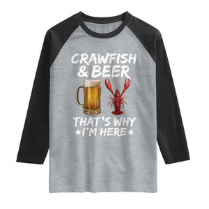 Crawfish Beer Lovers Raglan Shirt Funny Crawfish Cajun Seafood Festival Daddy Crawfish TS10 Heather Gray Black Print Your Wear