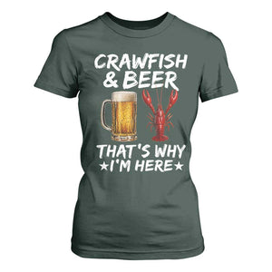 Crawfish Beer Lovers T Shirt For Women Funny Crawfish Cajun Seafood Festival Daddy Crawfish TS10 Dark Forest Green Print Your Wear