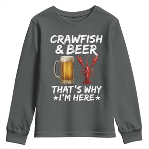 Crawfish Beer Lovers Youth Sweatshirt Funny Crawfish Cajun Seafood Festival Daddy Crawfish TS10 Dark Heather Print Your Wear