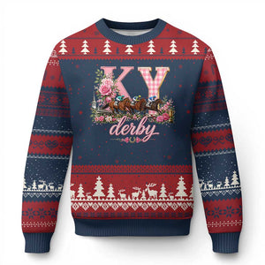 Horse Racing KY Derby Day Vibes Ugly Christmas Sweater This is My Derby Day Dress TS10 Navy Red Print Your Wear